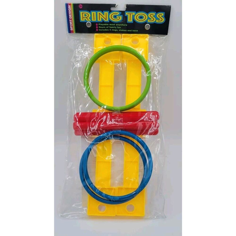Kids Ring Toss Game Outdoor Sports by Sports Design 4 Rings Stakes Base & Manual